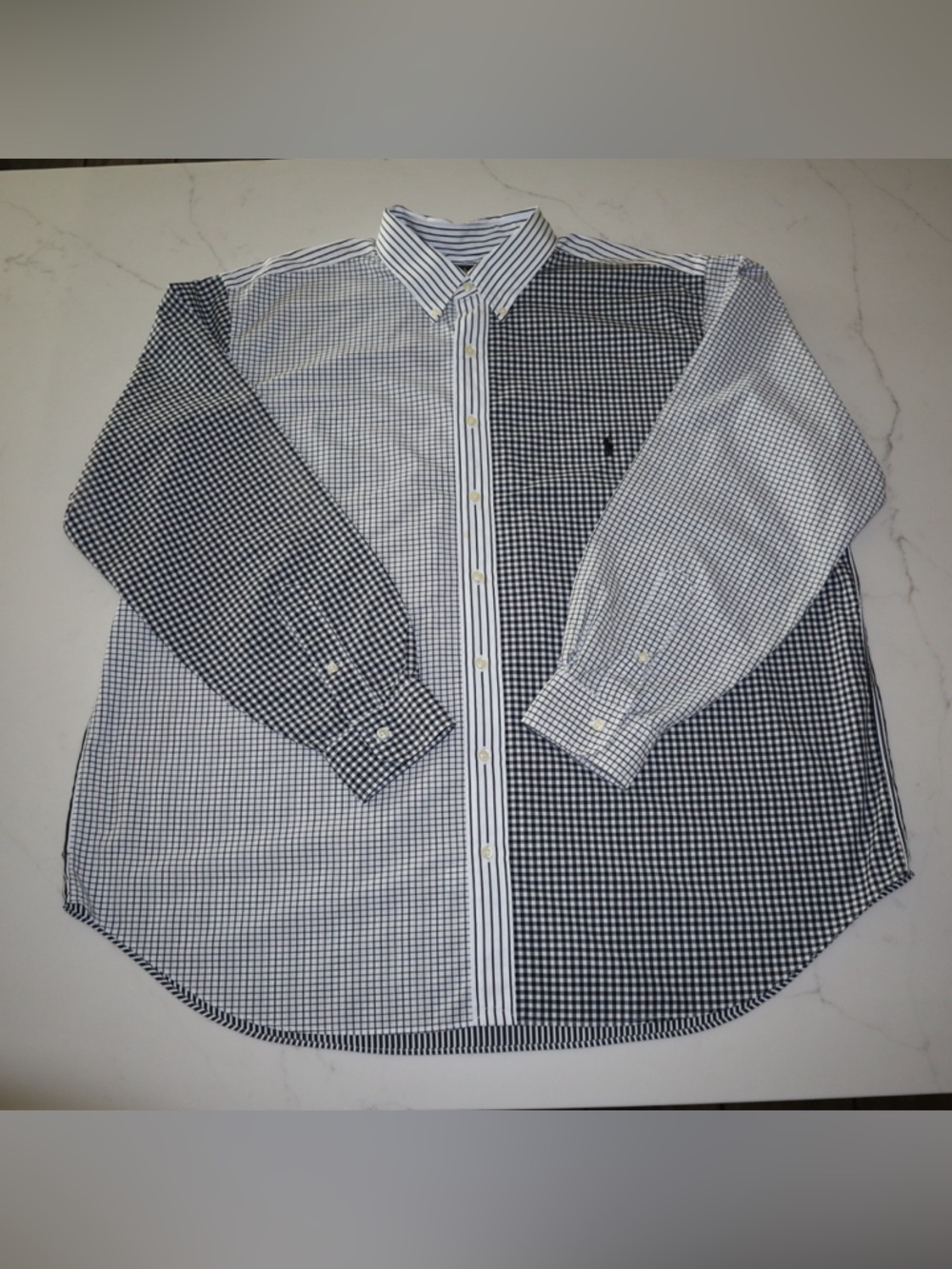 Ralph Lauren Rare Black and White Gingham/ check/stripe Button-Down Shirt